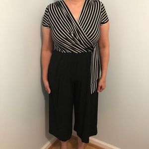 Shelby & Palmer Black & White Striped Jumpsuit